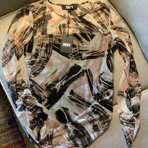 DKNY Artistic Mesh Top with Black and Cream
